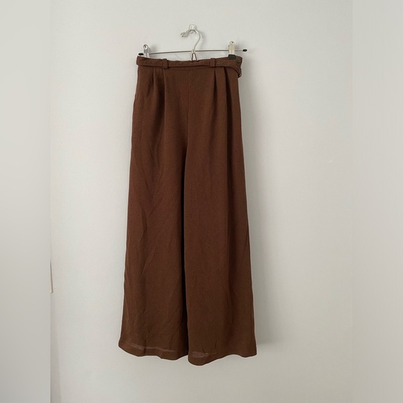 TOKUKO 1er VOL Brown Waffle Pants Made in Japan 24" Waist Hi Rise Wide Leg - Picture 2 of 13